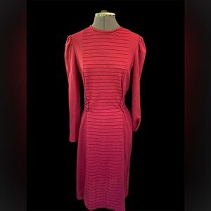 Joan Curtis Vintage Red and Black dress with Button Detail M/L